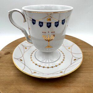 Hanukkah Mug and Saucer Dulevo Porcelain Factory festive elegant luxury